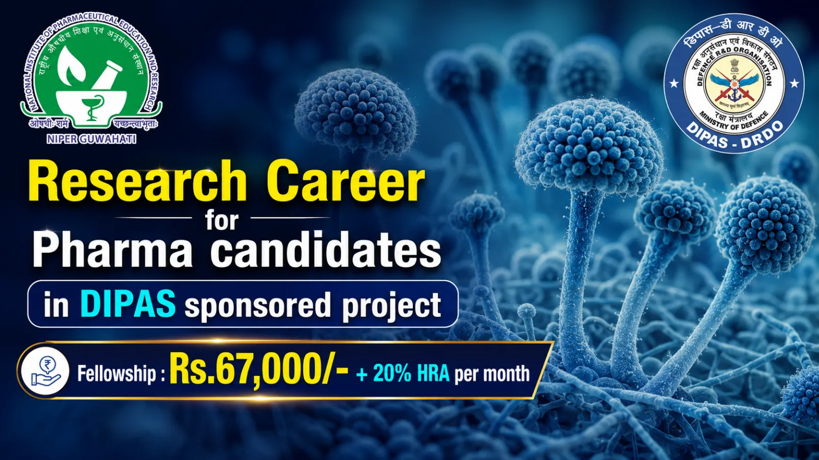 Research Career for Pharma candidates in DIPAS sponsored project at NIPER