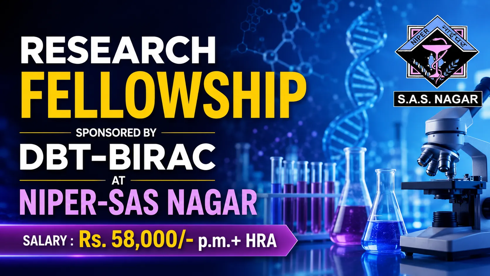 NIPER Medicinal Chemistry, Pharmaceutical Chemistry / Analysis Fellowships