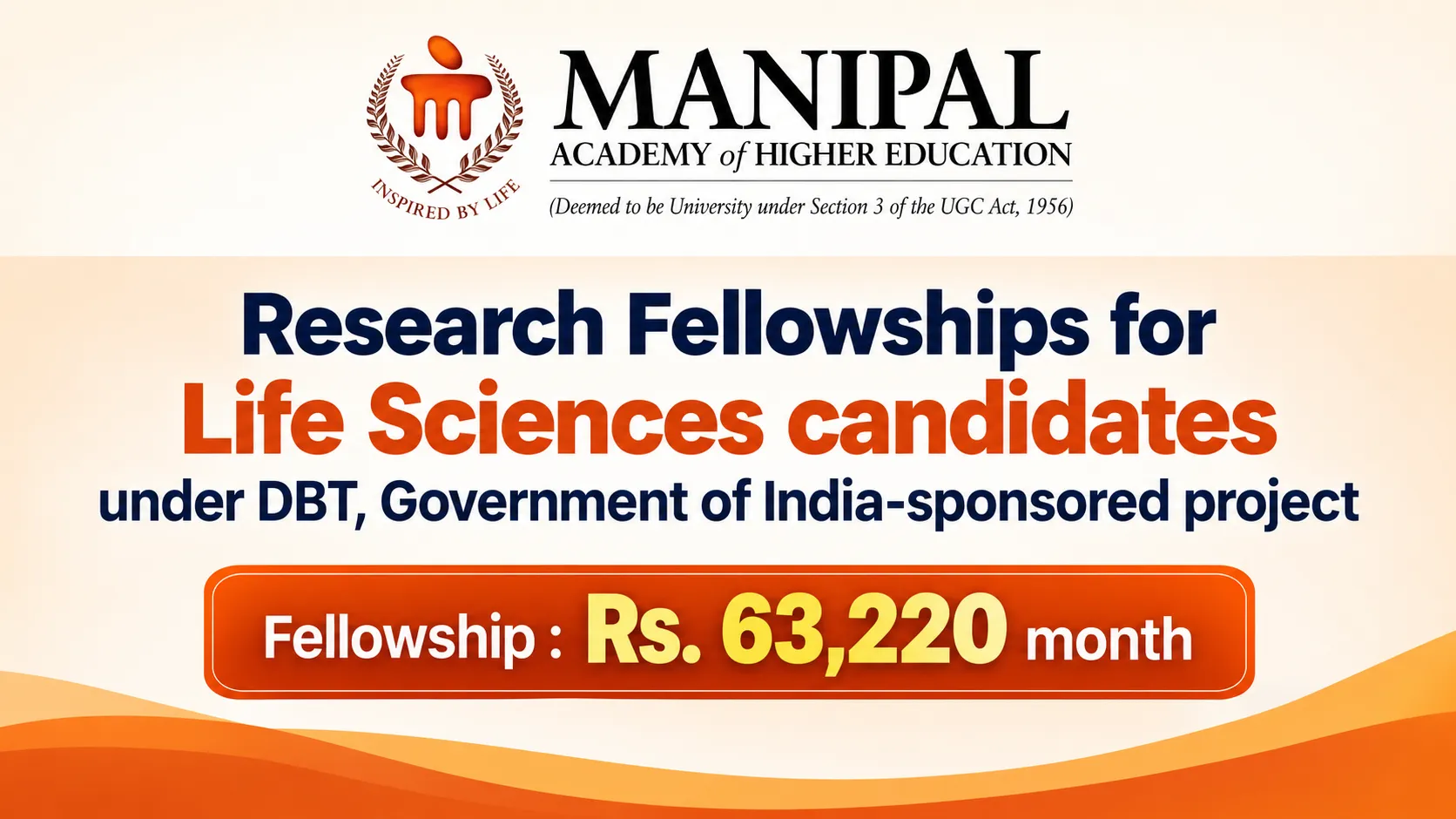 Research Fellowships for Life Sciences candidates at MAHE 