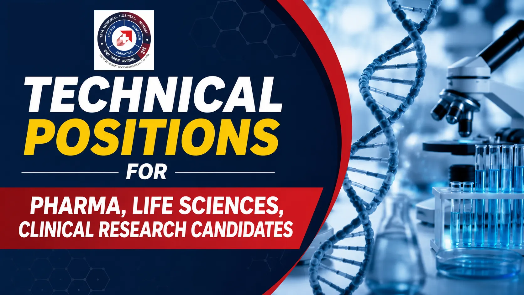 Technical positions for Pharma, Life Sciences, Clinical Research candidates at Tata Memorial Centre
