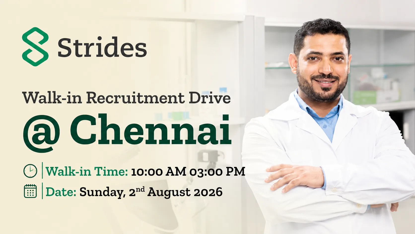 Walk in Recruitment Drive for Pharma and Science candidates at Strides Pharma - Roles in Production, QC, Packing