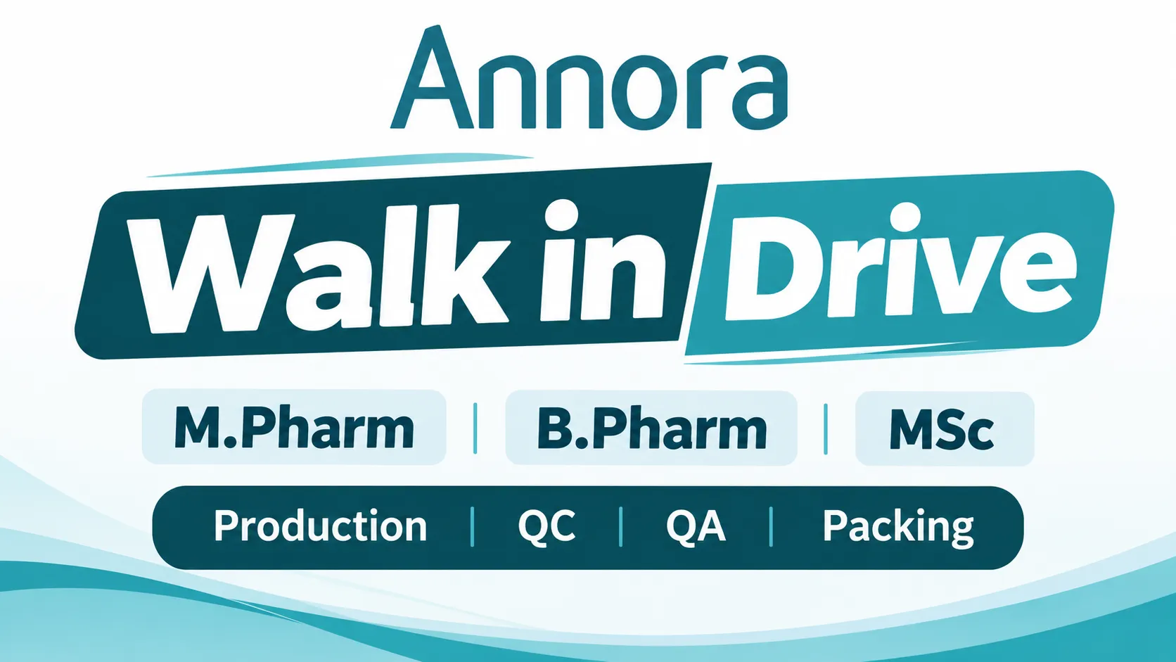 Annora Pharma Walk in Drive for M.Pharm, B.Pharm, MSc in Production, QC, QA, Packing