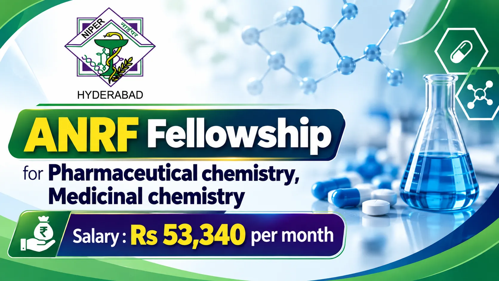ANRF Fellowship for Pharmaceutical chemistry, Medicinal chemistry at NIPER