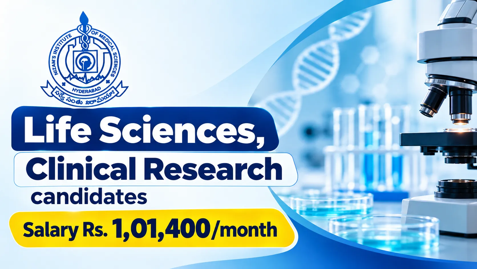 NIMS Advertisement for Life Sciences, Clinical Research candidates
