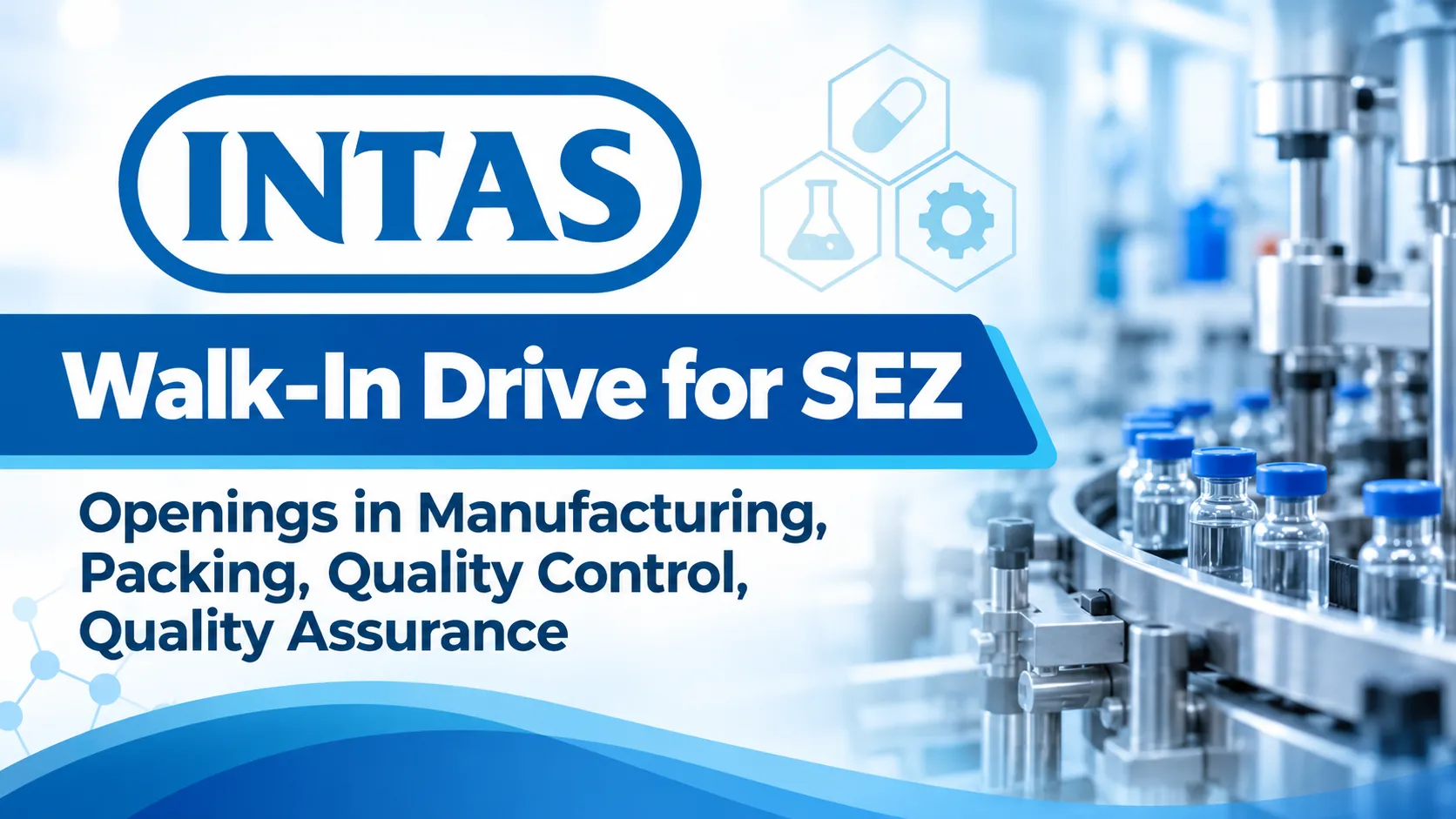 Openings in Manufacturing, Packing, Quality Control, Quality Assurance at Intas Pharma