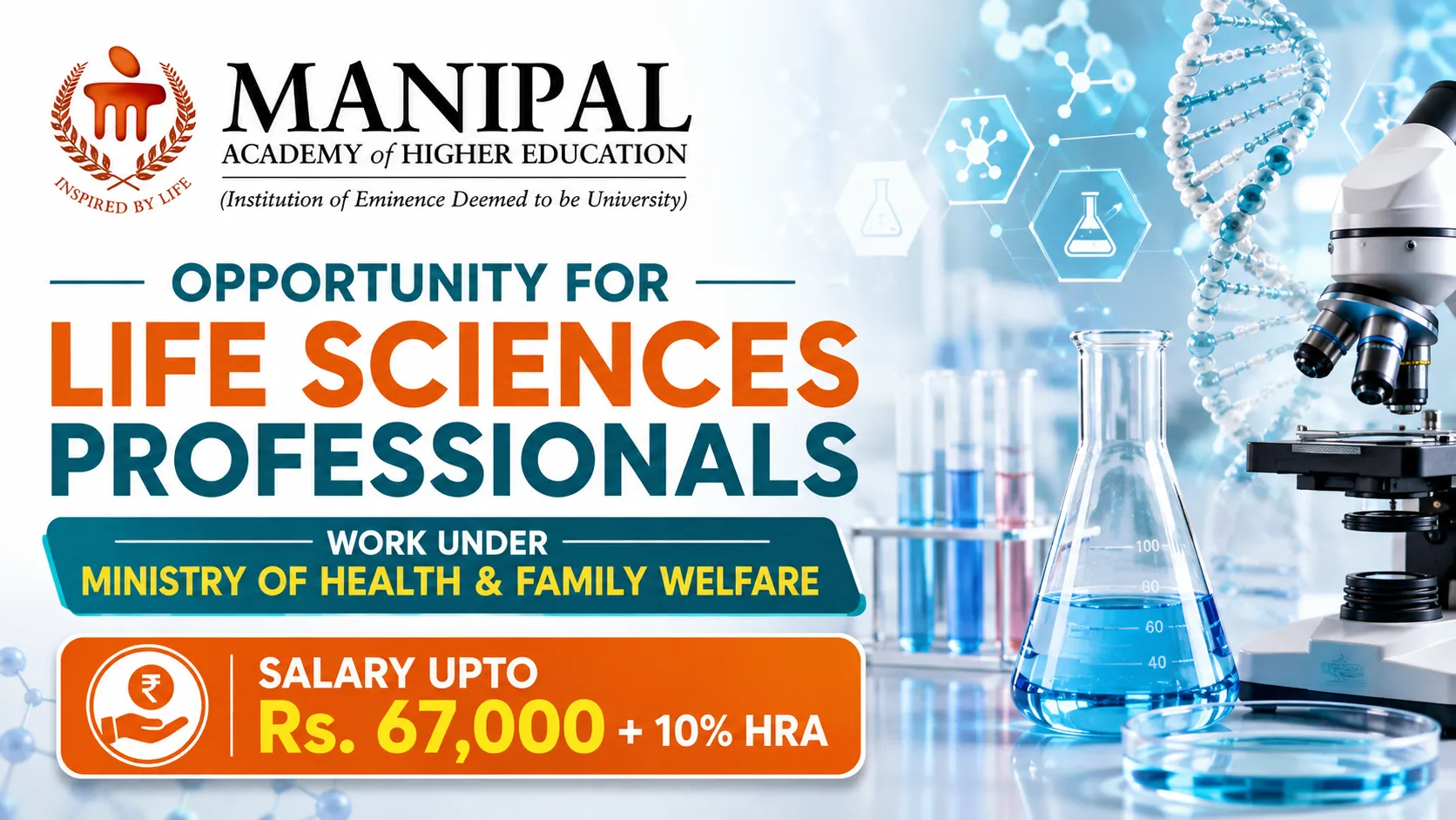 Opportunity for Life sciences Professionals to work under Ministry of Health & Family Welfare