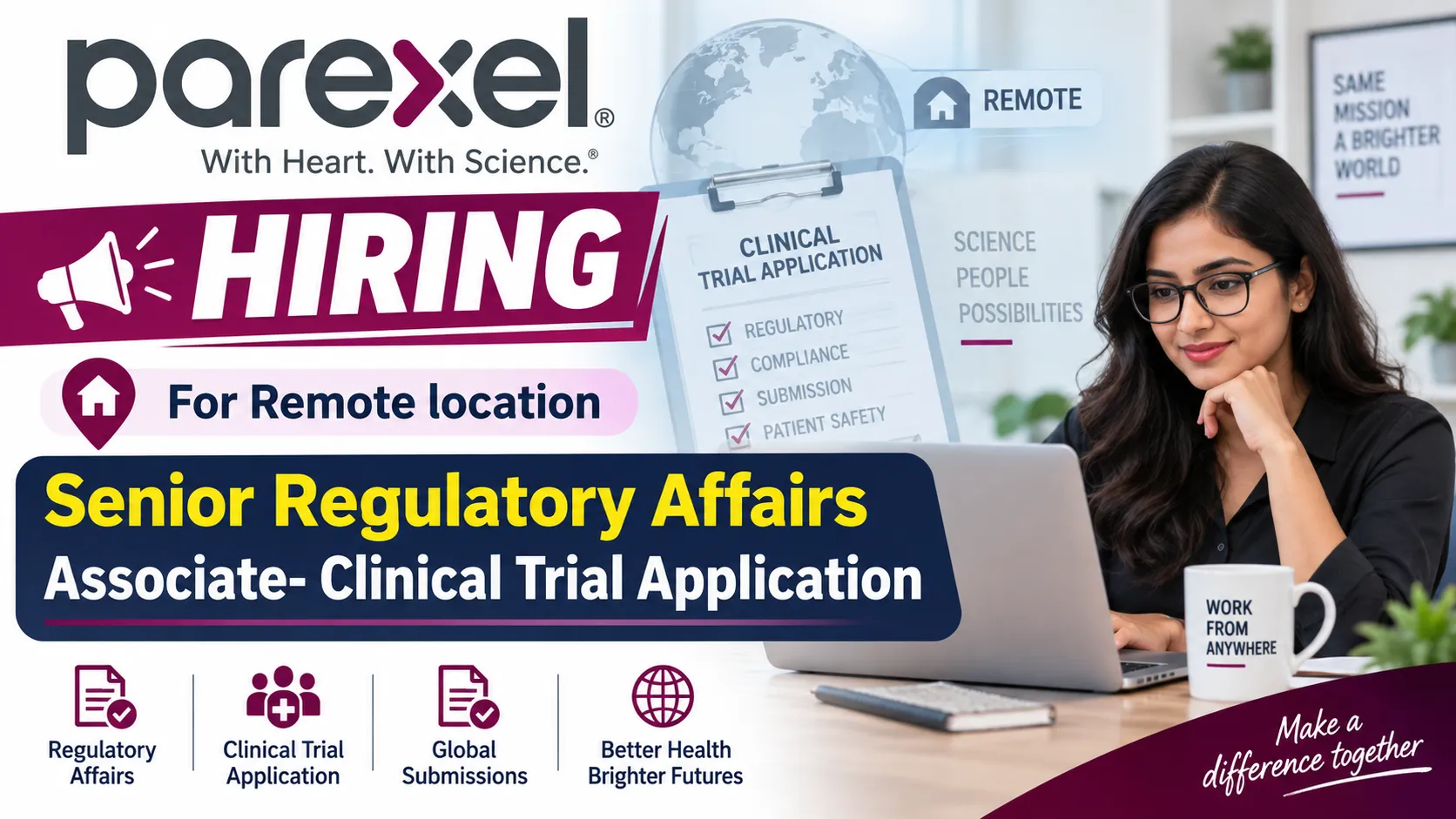 Parexel hiring for Remote location | Senior Regulatory Affairs Associate- Clinical Trial Application