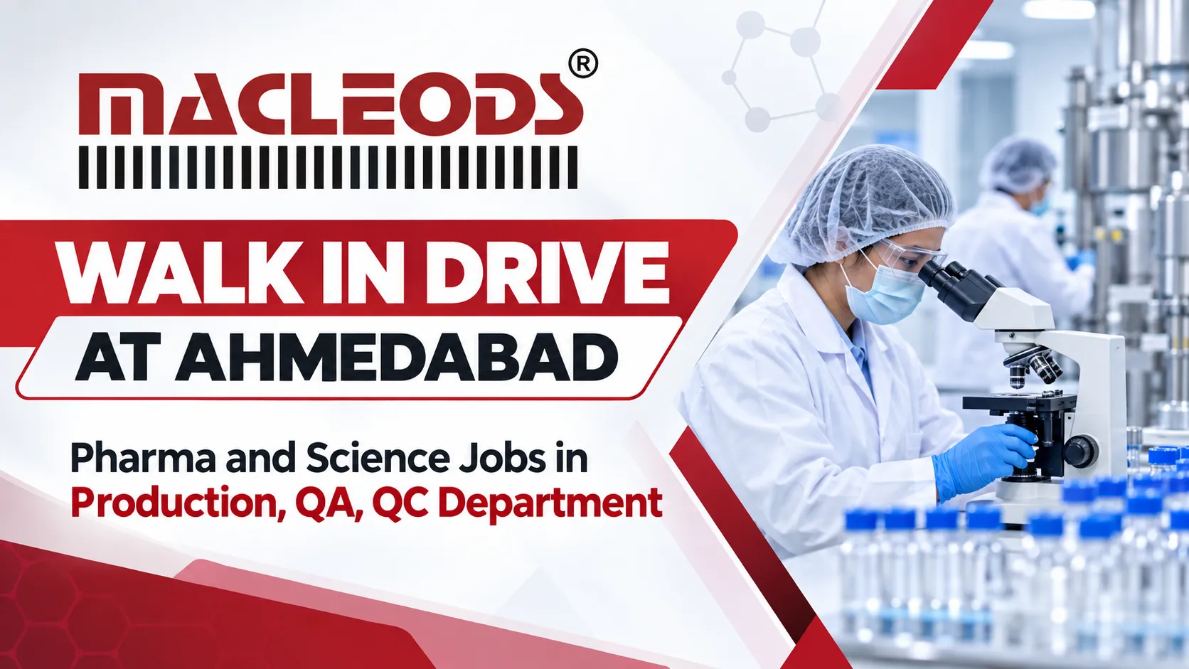 Pharma and Science Jobs in Production, QA, QC Department at Macleods