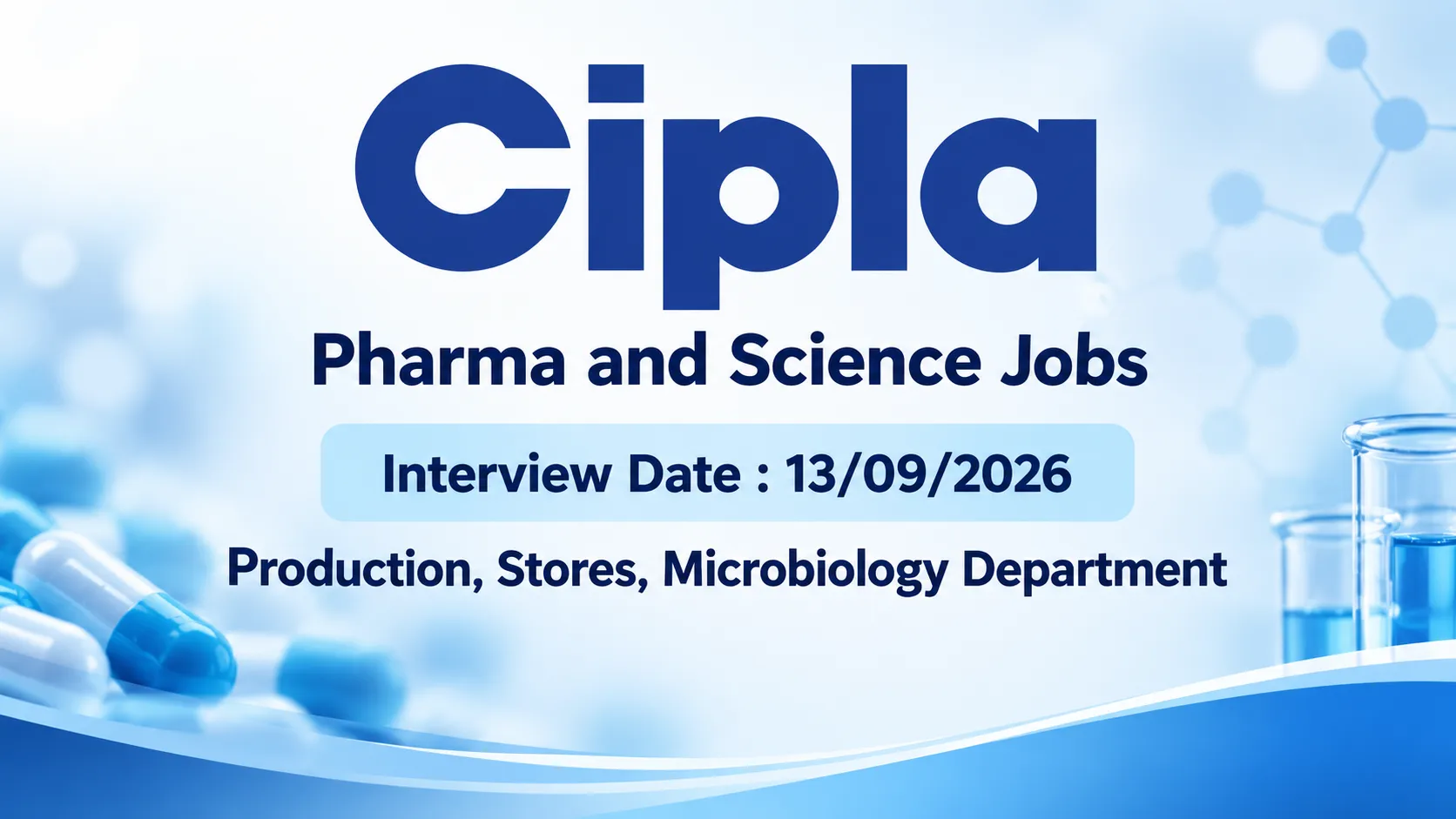 Pharma and Science Jobs in Production, Stores, Microbiology Department at Cipla