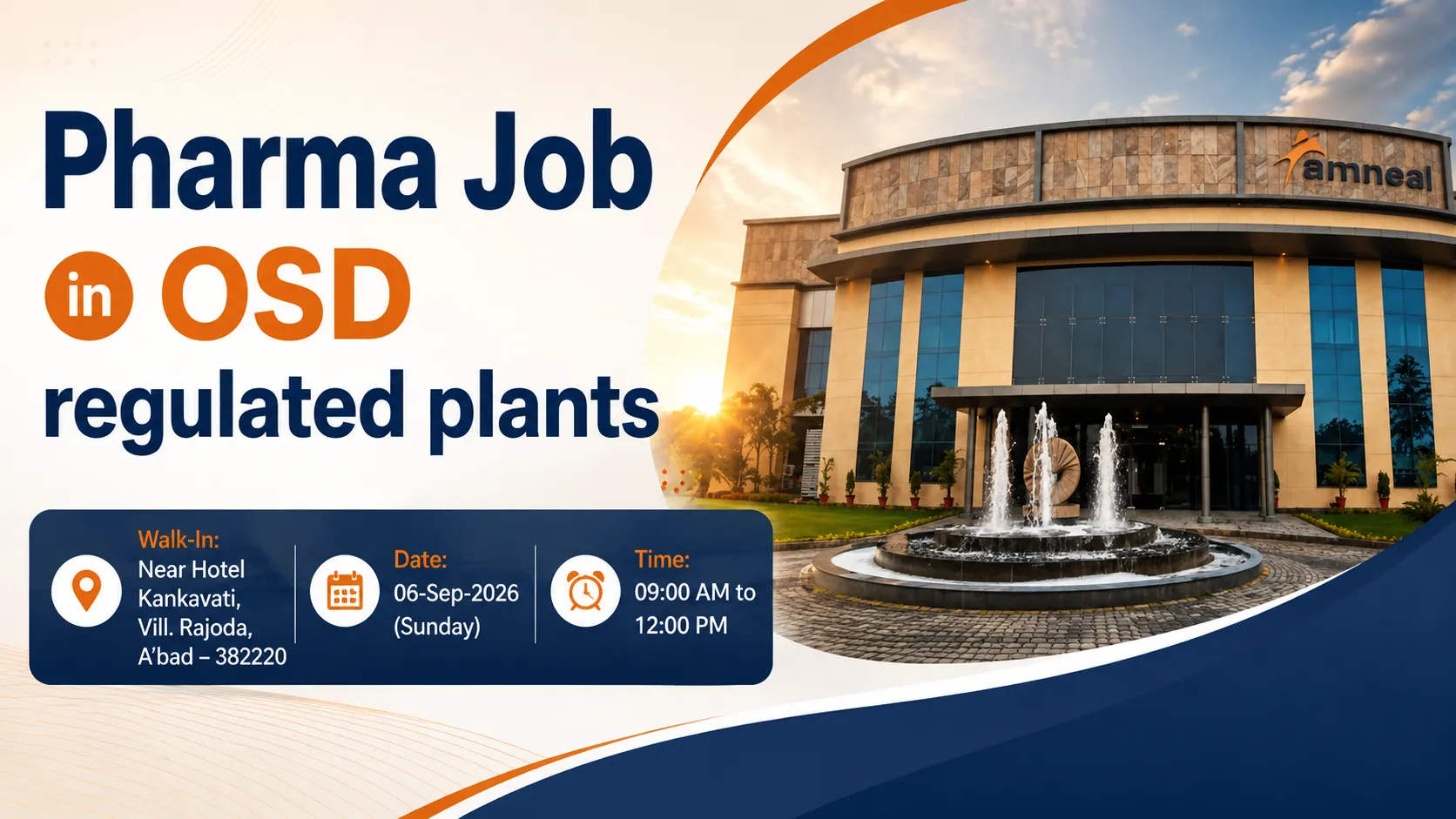 Pharma Job in OSD regulated plants at Amneal Pharmaceuticals