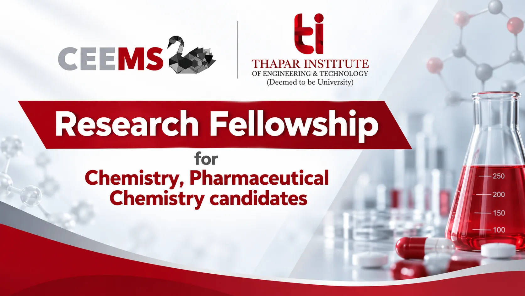 Research Fellowship for Chemistry, Pharmaceutical Chemistry candidates at Thapar Institute of Engineering & Technology