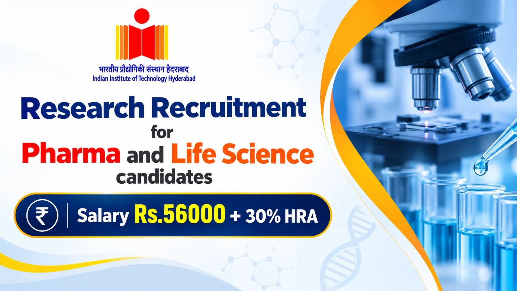 Research Recruitment for Pharma and Life Science candidates at IIT Hyderabad