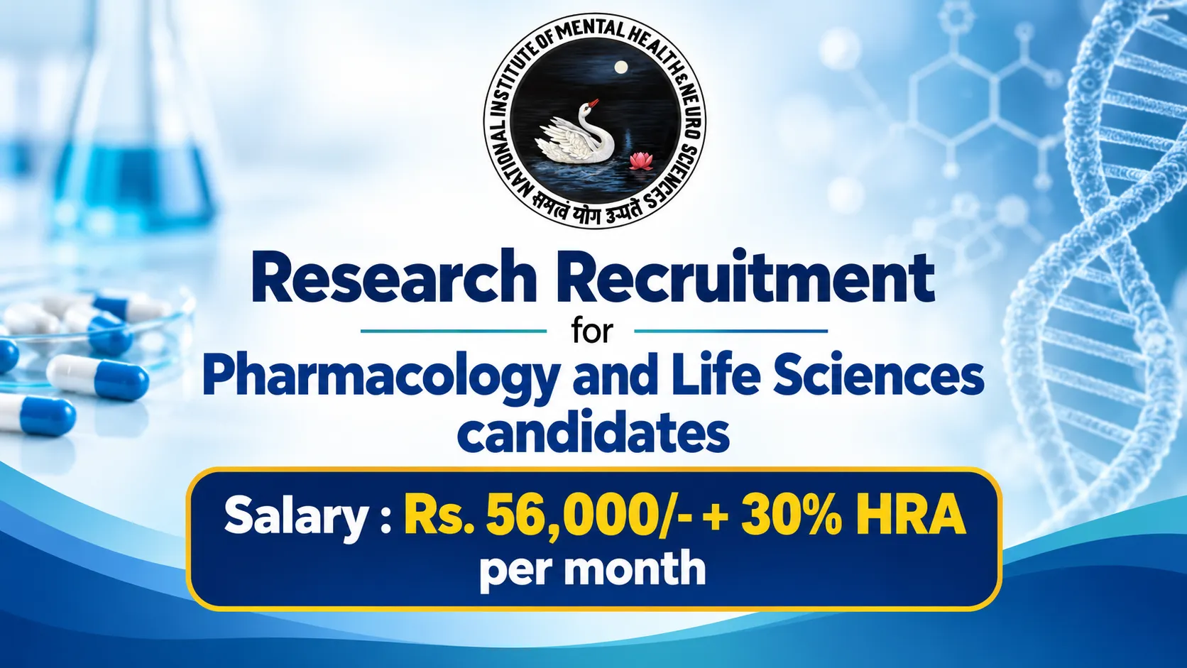Research Recruitment for Pharmacology and Life Sciences candidates at NIMHANS