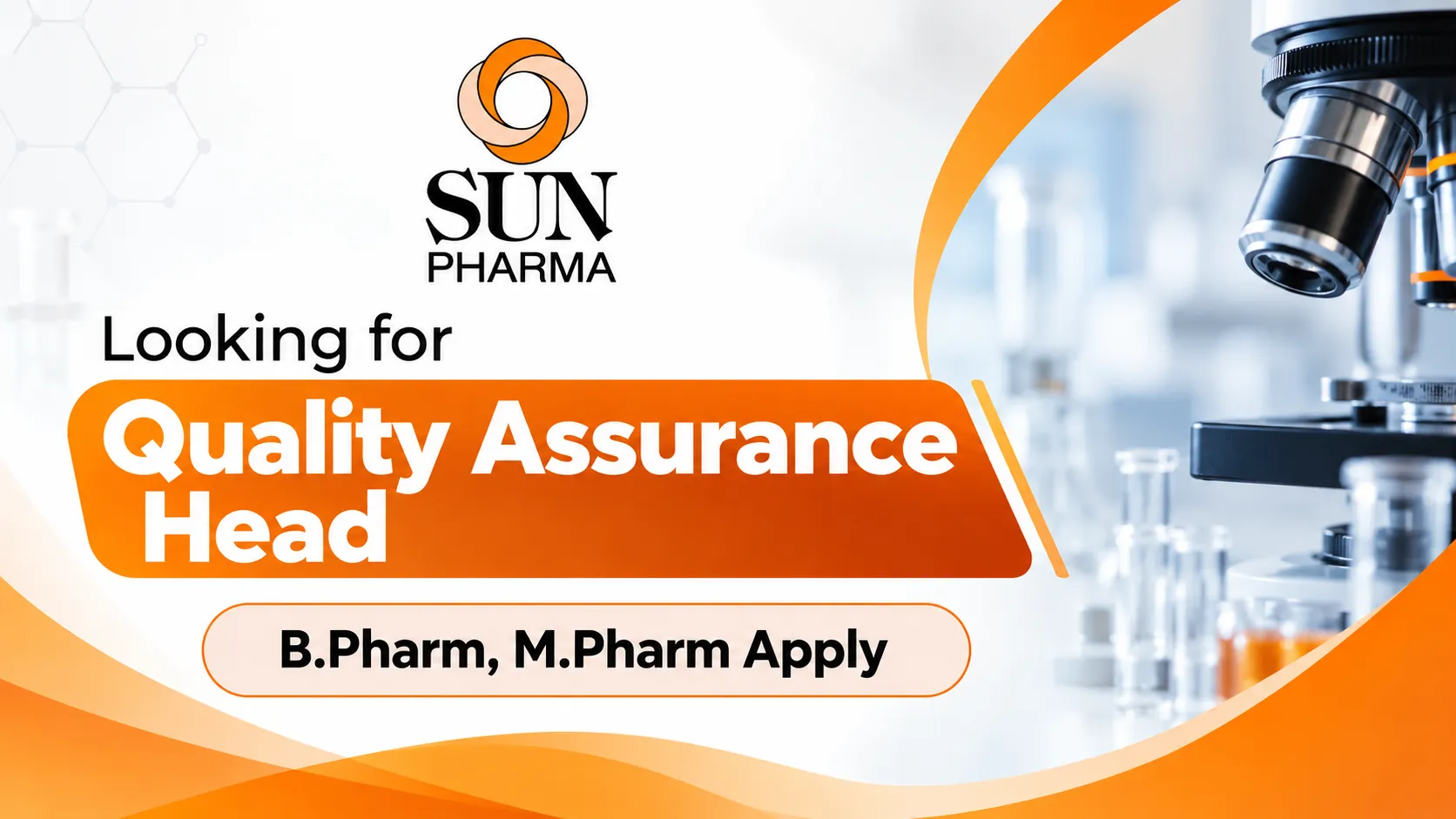 Sun Pharma looking for Quality Assurance Head - B.Pharm, M.Pharm Apply