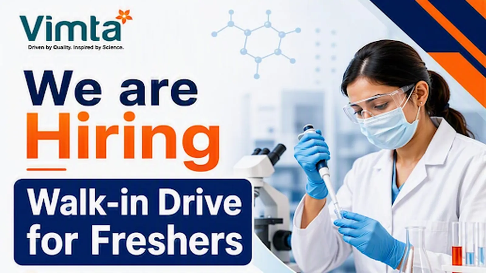 Walk in Drive for Pharmacy, Chemistry Freshers at Vimta Labs