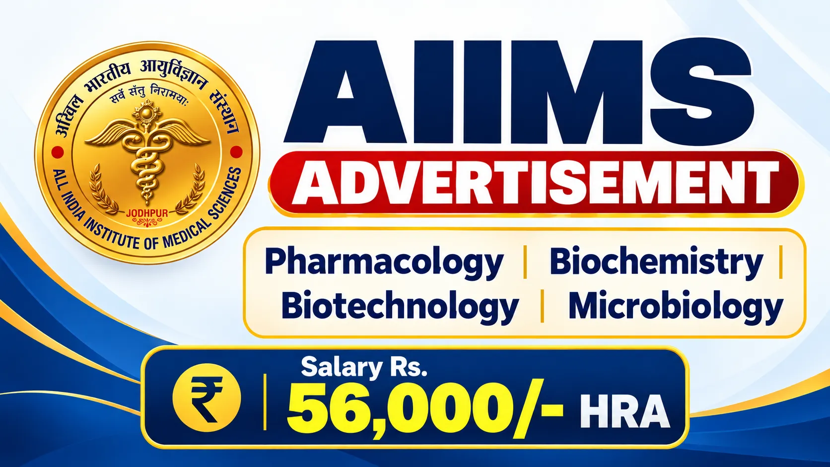 AIIMS Advertisement for Pharmacology, Biochemistry, Biotechnology, Microbiology candidates