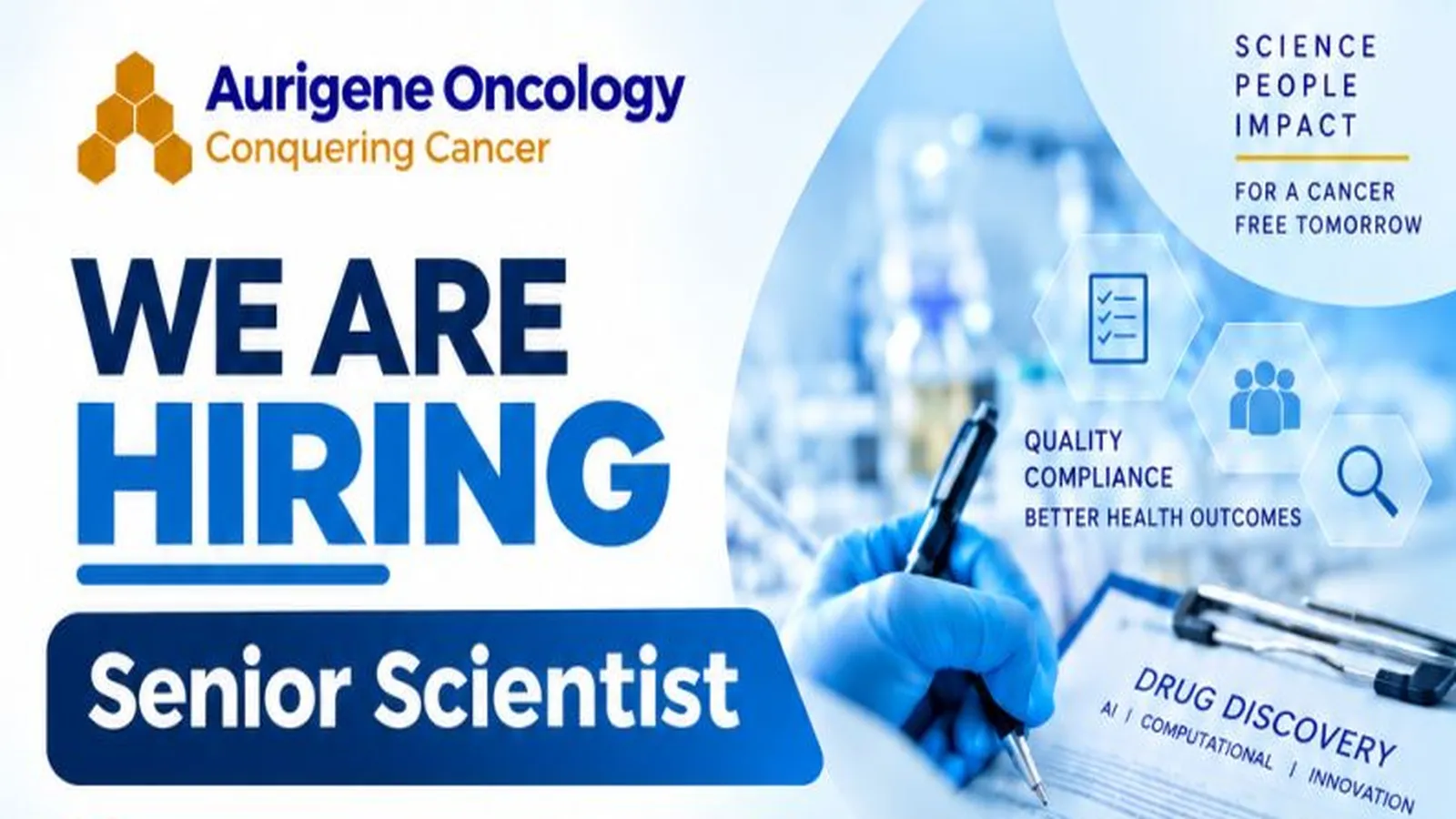 Aurigene Oncology looking for Senior Scientist