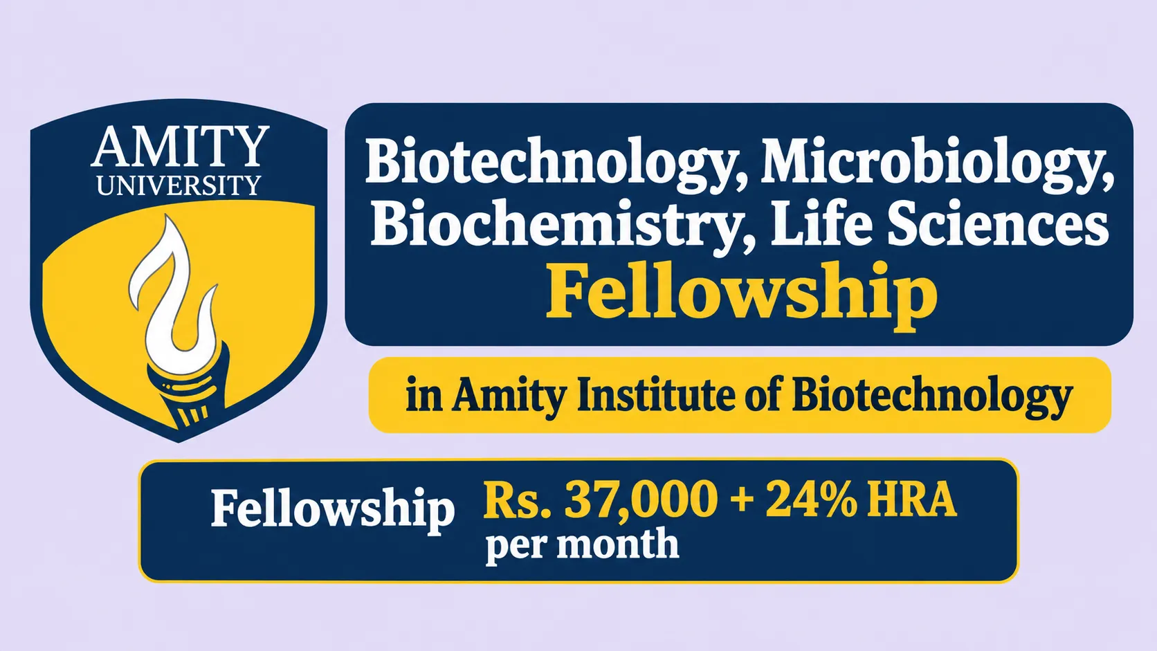 Biotechnology, Microbiology, Biochemistry, Life Sciences Fellowship in Amity Institute of Biotechnology