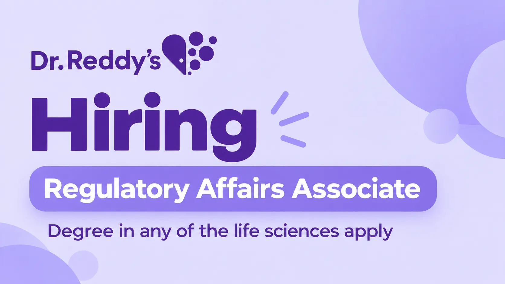 Dr.Reddy's Laboratories Hiring Regulatory Affairs Associate