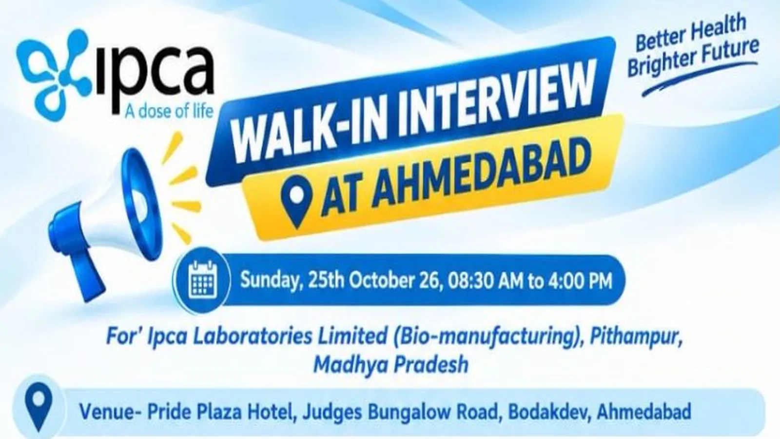 Drug Substance Mfg, Quality Control Jobs in IPCA Laboratories