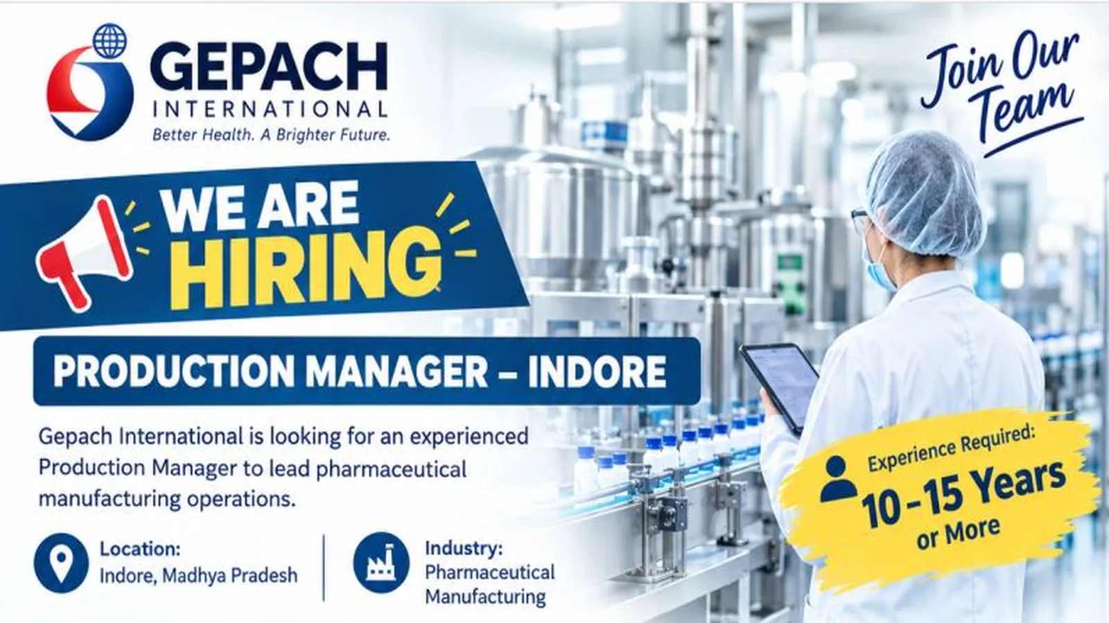 Gepach International is looking for an experienced Production Manager