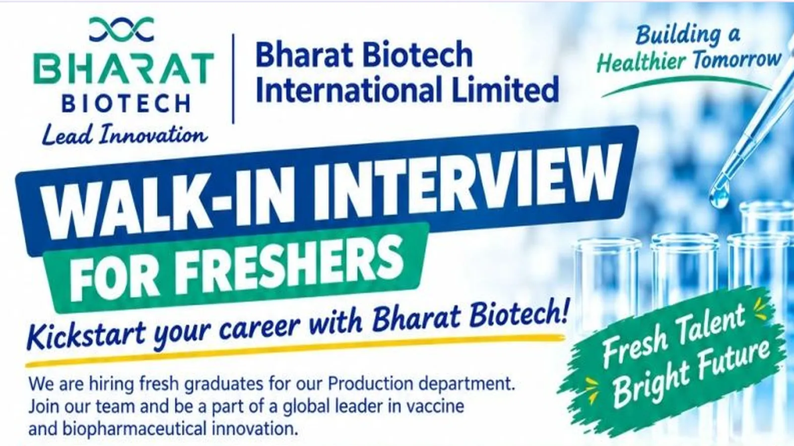 Interview for Production Trainee at Bharat Biotech