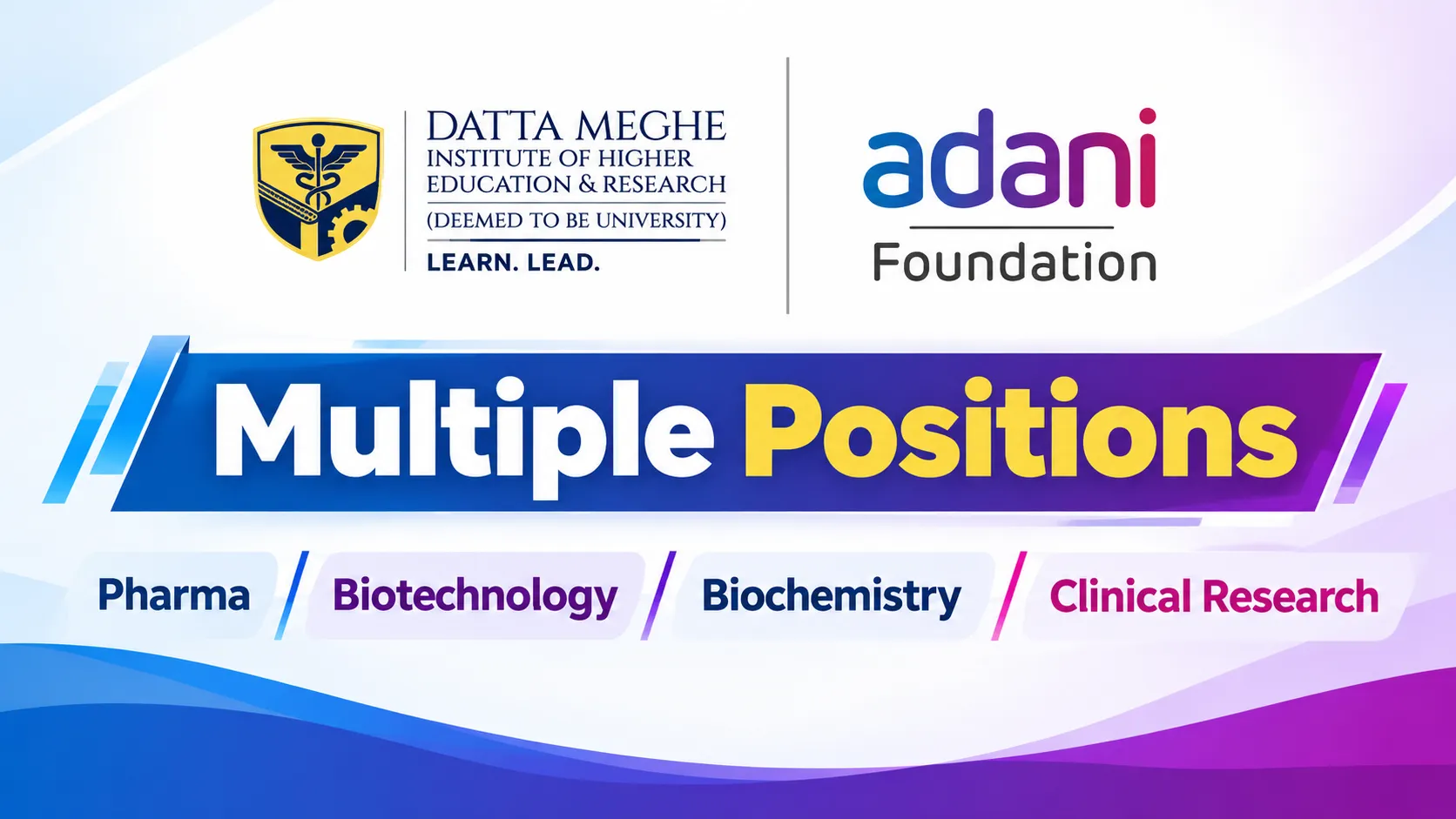 Multiple positions by Adani Institute of Higher Education and Research Sawangi | Pharma, Biotechnology, Biochemistry, Clinical Research Apply