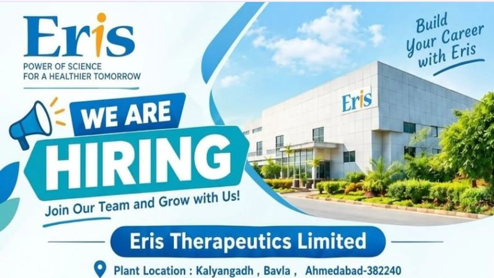 Multiple Positions for Pharma, Science candidates at Eris Therapeutics