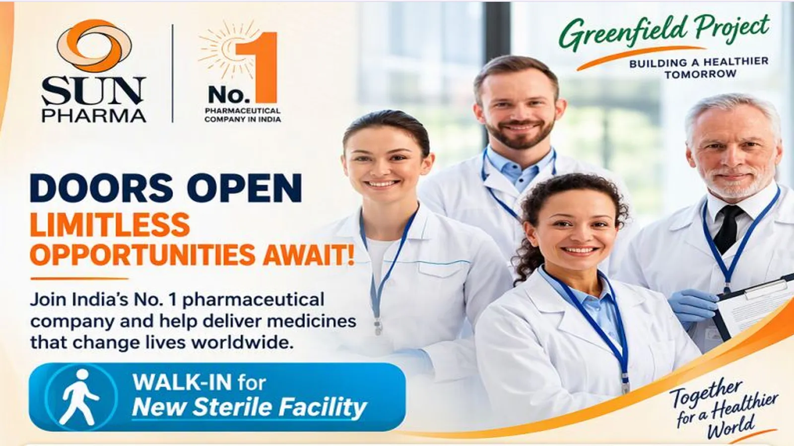 Multiple Positions for Pharma, Science candidates at Sun Pharma