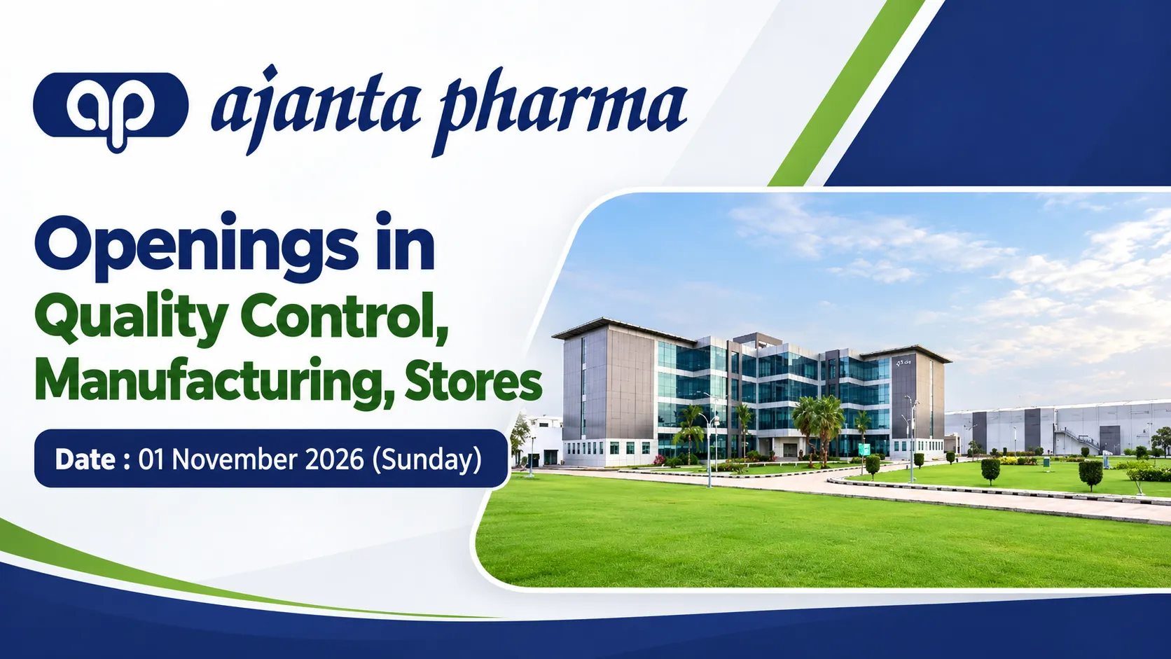 Openings in Quality Control, Manufacturing, Stores at Ajanta Pharma