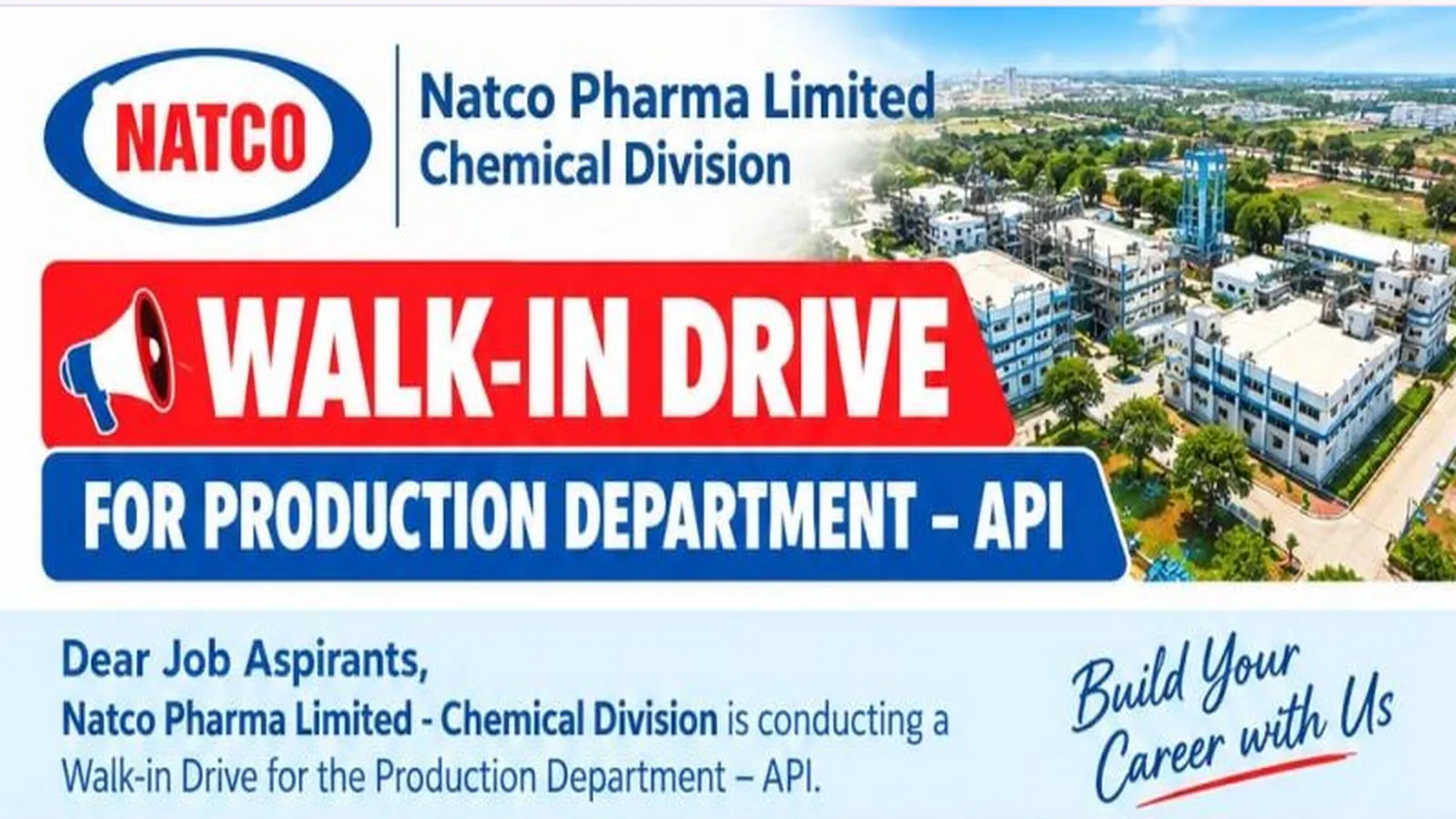 Recruitment Drive for Production Department – API at Natco Pharma