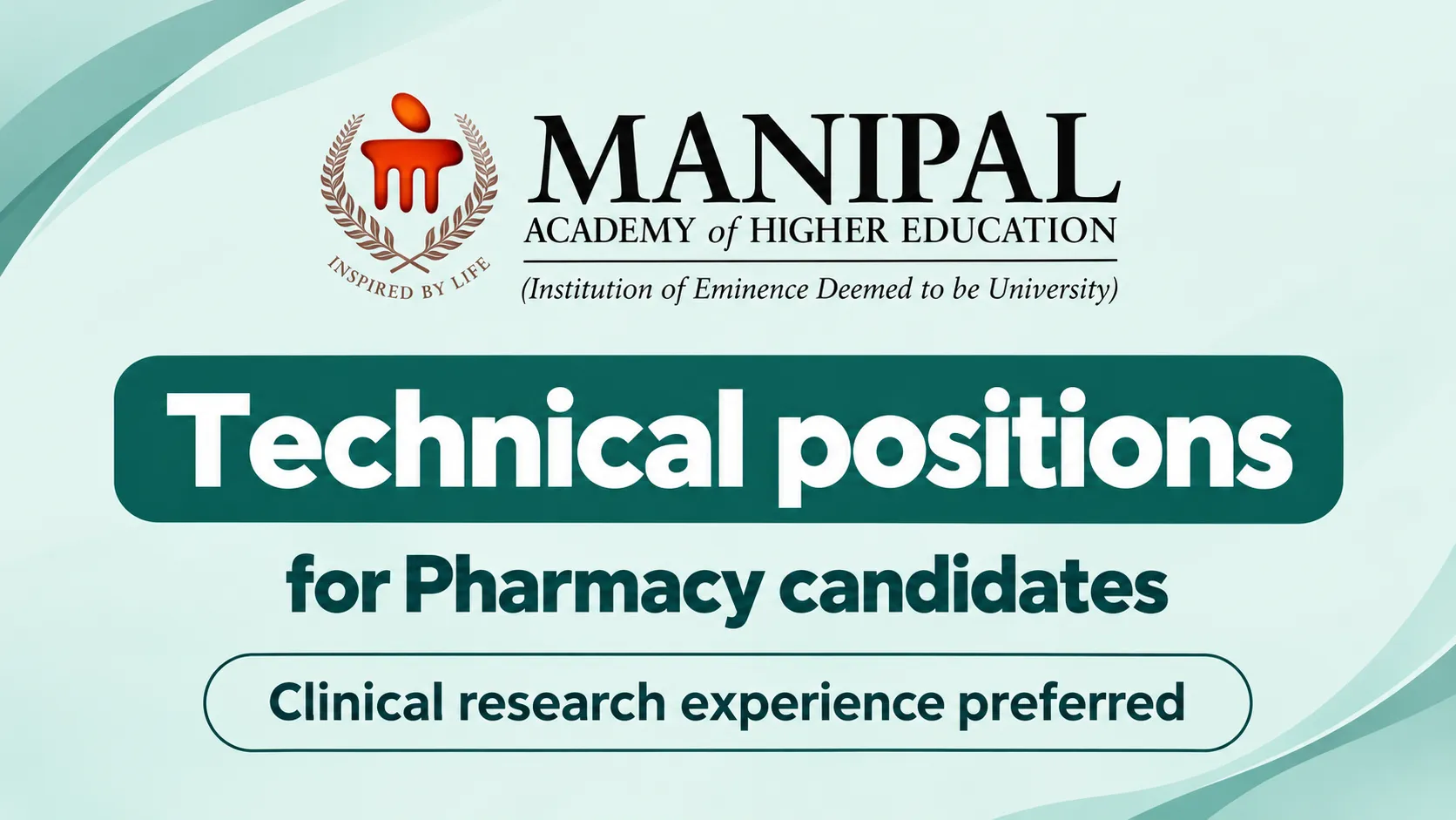 Applications invited for Technical support at MCOPS - PharmD / MPharm can apply