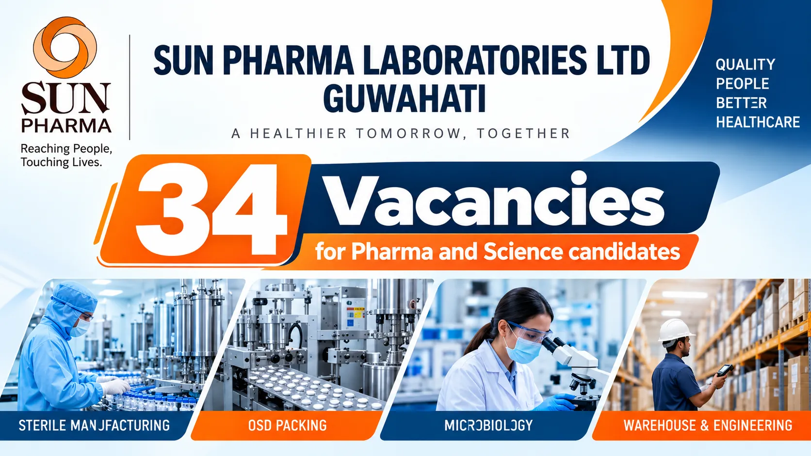 34 Vacancies for Pharma and Science candidates at Sun Pharma