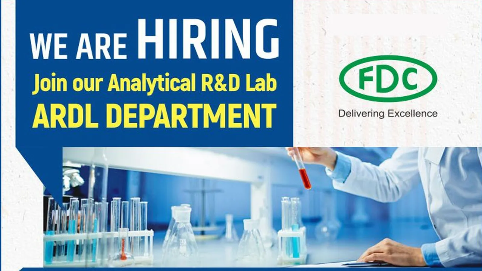 Vacancy for MPharm, MSc in Analytical R&D Lab at FDC Limited 