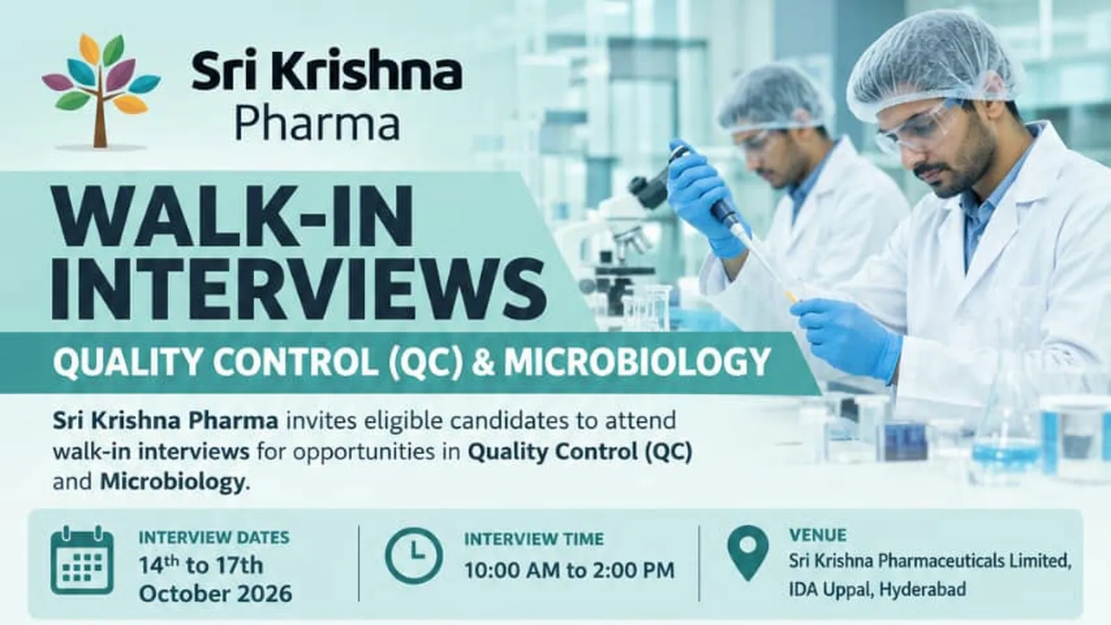 Walk in drive for Quality Control, Production and Microbiology at Sri Krishna Pharma